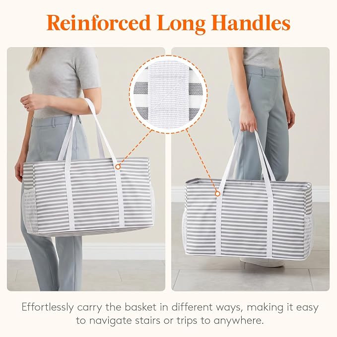 Lifewit Extra Large Tote Bag, Reusable Grocery Bags with Metal Wire Frame and Handles - Image 6