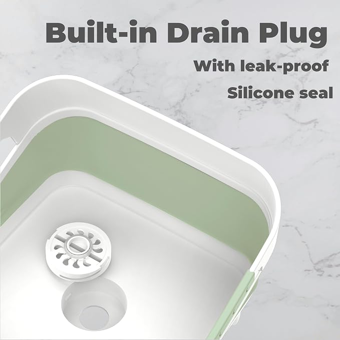 Wash Basin for Baby Bottles, Versatile Wash Tub for Kitchen, RV, Outdoor Camping Sink, Sturdy Bottle Tub Easy to Clean (Green) - Image 3