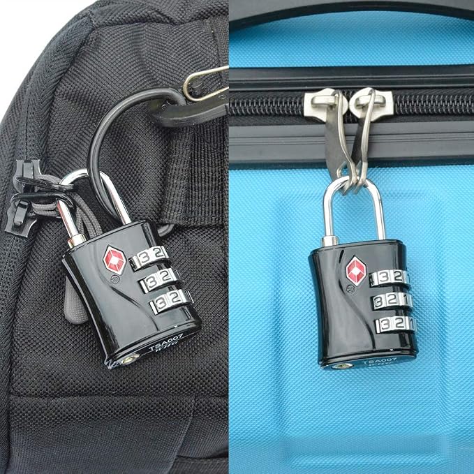 ZHEGE Luggage Lock TSA Approved, Small TSA Lock for Travel Suitcase (Black) | Alloy Body, for Backpack, Laptop Bag and Handbag, Easy to Set - Image 5