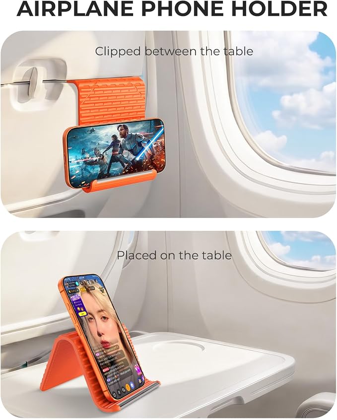 2026 Airplane Phone Holder, Flexible Silicone Portable Phone Stand | Foldable for Desk Bed Office, Travel Essentials Hands Free Mount for iPhone Tablet Laptop,Anti-Slip & Scratch-Resistant - Image 2