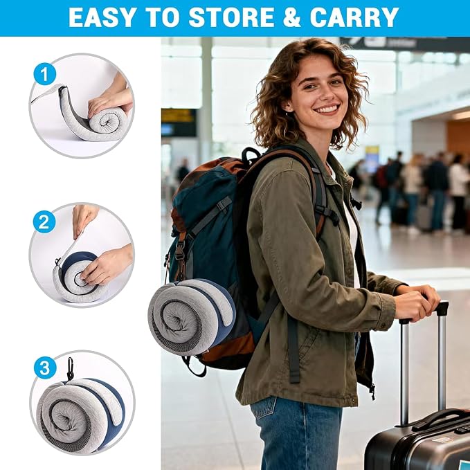 Travel Pillows for Airplanes,Neck Pillow for Traveling, Memory Foam Travel Pillows Neck Support Sleep for Long Flight,Suitable for Airplanes,Offices and Cars - Image 6