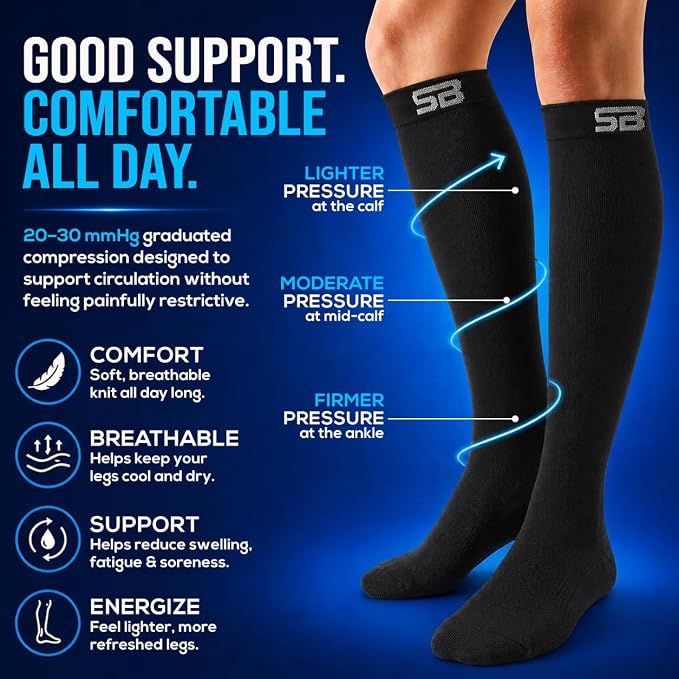 SB SOX Compression Socks for Men & Women (20-30mmHg) | Best Quality Compression Socks for Flying, Medical, Sports, Wide Calf Fit, Pregnancy, and Daily Wear. Trusted since 2016. - Image 4