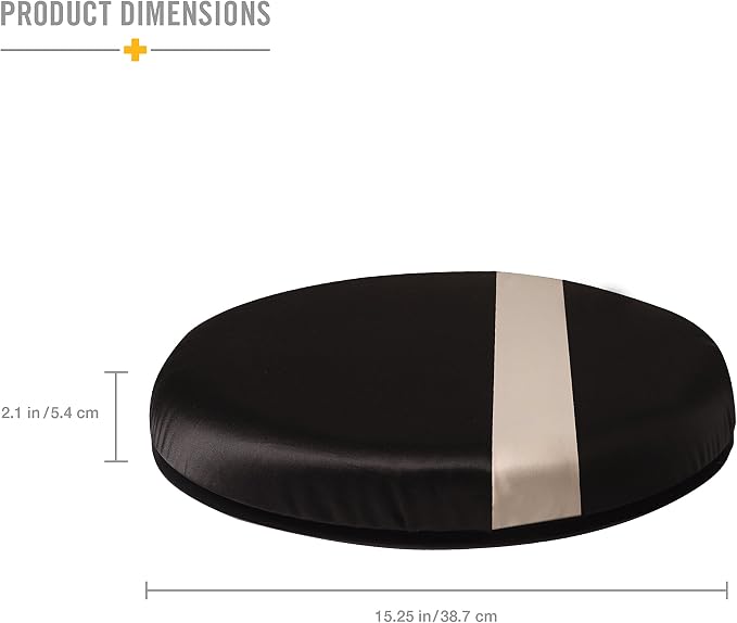HealthSmart 360 Degree Swivel Seat Cushion, Chair Assist for Elderly, Swivel Seat Cushion for Car, Twisting Disc, Black with Tan Stripe, 15 Inches in Diameter - Image 3