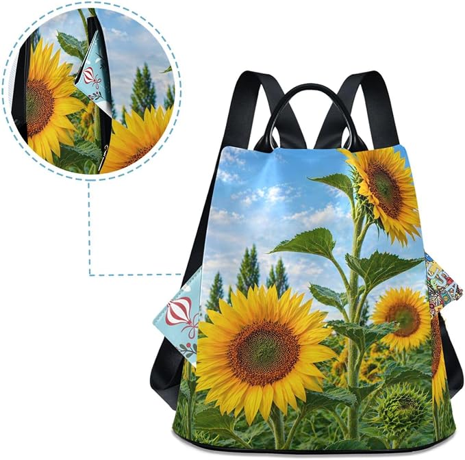 ALAZA Summer Sunflower Flowers Floral Backpack Purse for Women Anti Theft Fashion Back Pack Shoulder Bag - Image 4