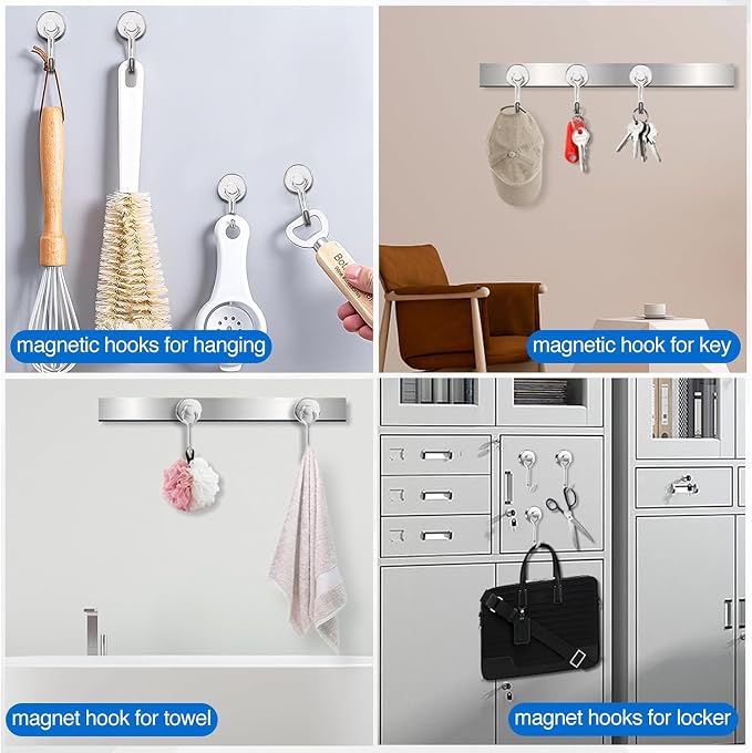 LOVIMAG Swivel Magnetic Hooks, 40LBS, Pack of 6 | Cruise Cabin Ship Essentials 2026, Heavy Duty Magnets for Refrigerator, Classroom, Kitchen, Hanging Mug - Image 2