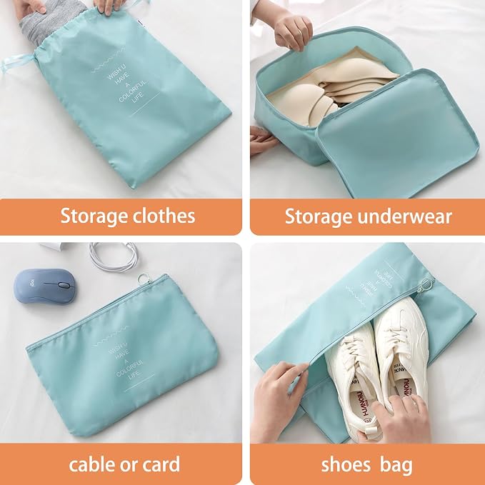 Packing Cubes for Travel- 8 Set Luggage Organizer Bags for Family, Mesh Breathable Travel Packing Cubes for Suitcases Durable Travel Essentials Bags Set (Blue, 8 Set) - Image 5