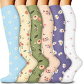 6 Pairs Compression Socks for Women & Men 15-20mmHg Knee High Socks | Graduated Compression Socks Supports Circulation, Ideal for Nurses Pregnancy, Travel, Flying, Running & Daily Wear by FuelMeFoot