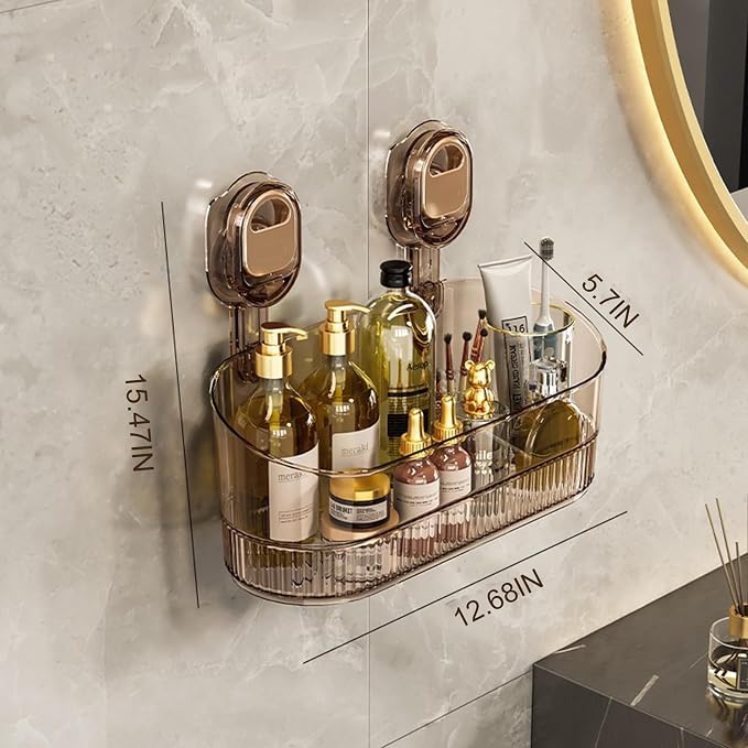 Heavy Duty Shower Shelf No Drill, Suction Bathroom Organizer with Drain | Powerful suction cups, removable reusable shelf. Fits shampoo, soap, razor, toothbrush and bathroom toiletries - Image 5