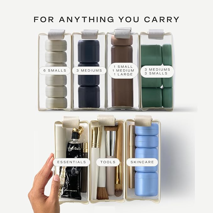 Cadence Parcel - Clear Travel Kit with Zipperless Magnetic Closure - Chestnut, Small - Durable, Leak-Resistant and TSA Approved Toiletry Bag - Modular Organization - Recycled TPU (.5 Qt) - Image 6
