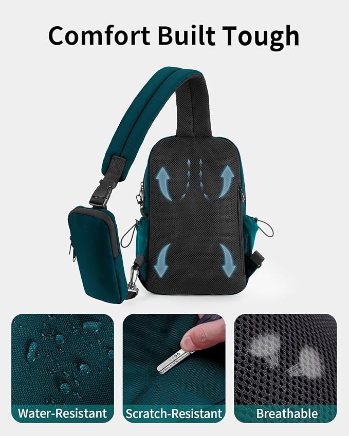 ECOHUB Anti-Theft Crossbody Bag Men Women RFID Blocking Lightweight Sling Backpack Water Resistant for Travel Hiking Outdoor - Image 5