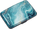 Coco Rossi Credit Card Holder RFID Aluminum Small Mini Wallet Women | Metal Wallet, Business Cards Holder, ID Case, Slim Sleeves, Womens Girls Gift, Carry Proof Wallets for Travel, Teal Marble by Coco+Rossi