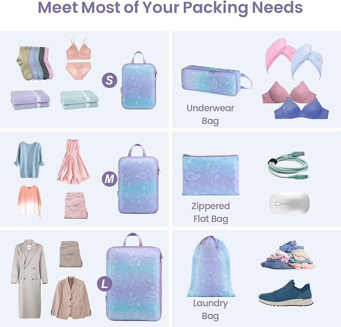 Cambond Compression Packing Cubes for Travel - Luggage Suitcase Organizer | Compression Zip Design for Space-saving, Expandable, Lightweight, Keep Clothes Sorted, Luggage Space Tidy, Carry on Pack Fast - Image 8