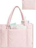 BAGSMART Tote Bag for Women, Puffy Work Tote Bag with Zipper, Quilted Large Teacher Bag for Work, Travel by BAGSMART
