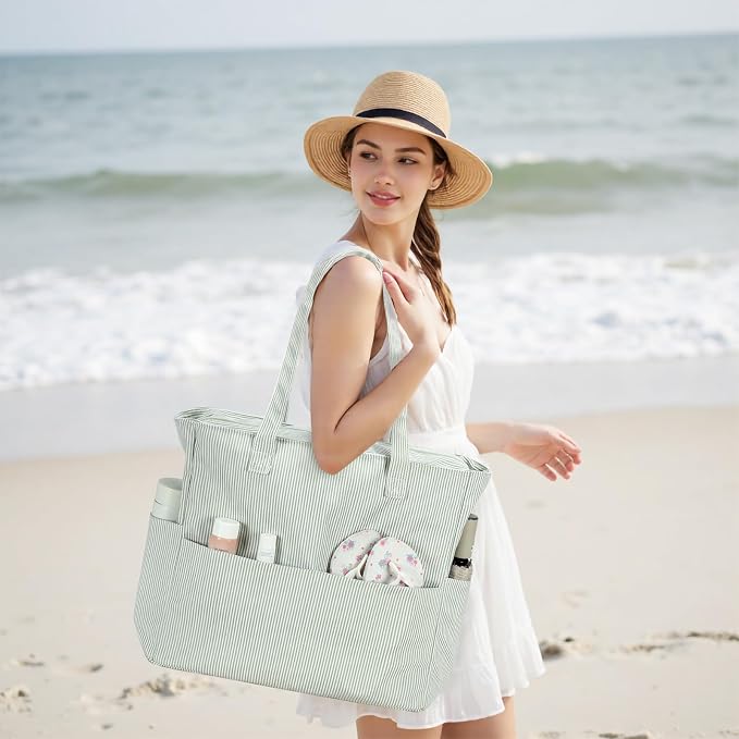 Bluboon Beach Bags for Women, Large Waterproof Tote Bag With Wet Compartment for Pool Weekender Travel Gym - Image 2