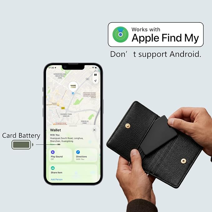 Wallet Tracker Card 2-in-1, Compatible with Apple Find My Only for iOS | Ultra-Slim 2mm Smart Key Finder Tag, Loud Alert Tracking Device for Travel, Luggage, Passport, Backpacks and Purses - Image 2