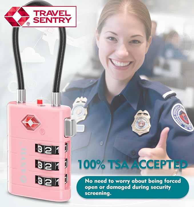 ANVIL TSA Approved Luggage Locks – High Security TSA008 Combination Travel Locks with Inspection Indicator for Suitcases and Backpacks. (2, Pink) - Image 8