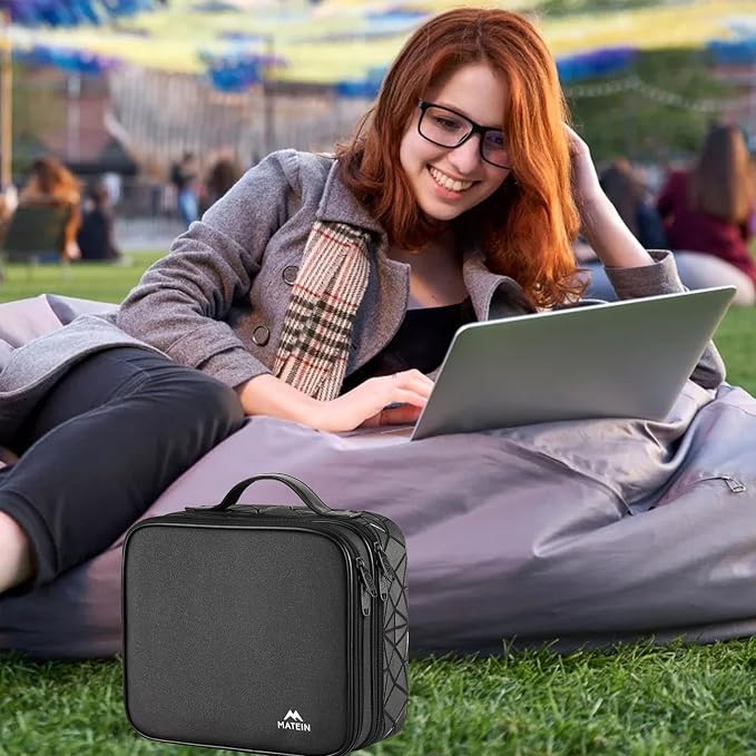 MATEIN Cable Organizer Bag, Travel Electronic Storage Cord Organizer Box | Tech Bag for Travel, Waterproof Charger Storage, Double Layer, Carrying Case for Cord, Shockproof, Portable, DJ Gifts, Black - Image 9