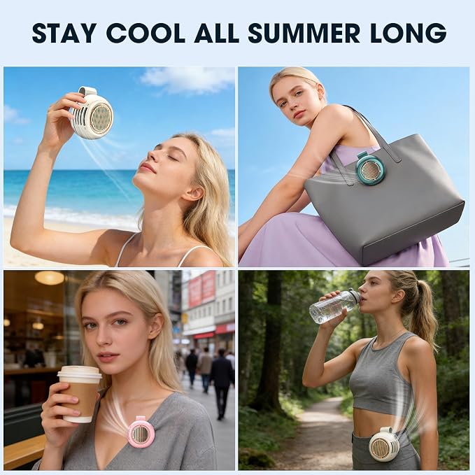 Portable Silent Mini Bladeless Fan Clip On, 5 Speeds 360° Rotatable Clip on Fan for Shirt & Waist, USB Rechargeable Small Fans Portable, 2026 New Whirlwind Fans for Outdoor/Travel/Office (Pink) - Image 7
