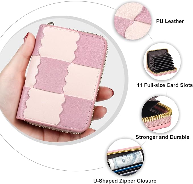 Credit Card Wallet, RFID Card Case Wallet, Zipper Card Cases Holder for Men Women, RFID Blocking, KeyChain Wallet, Compact Size Card Organizer Case for Women - Image 5