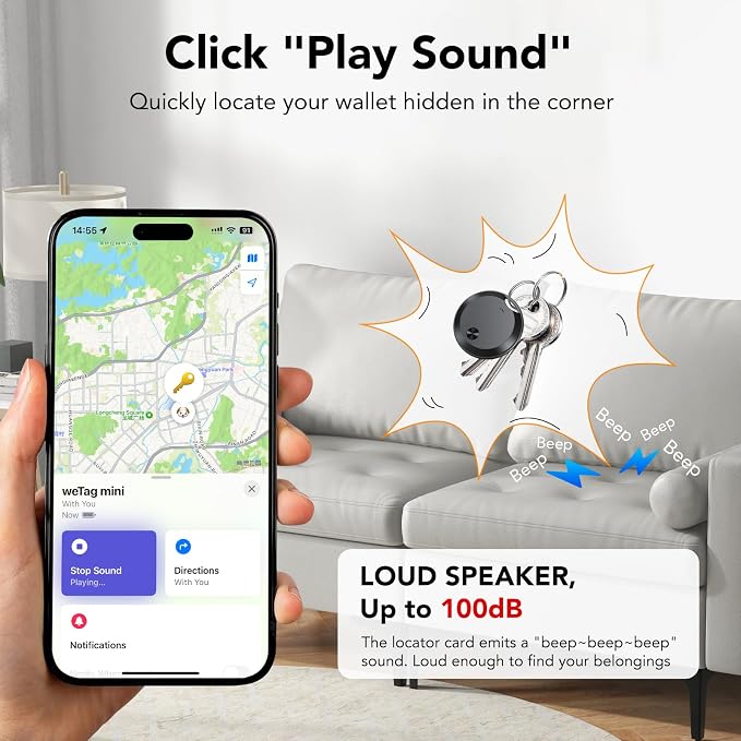 Air Tracker Tags-4 Pack: Smart Bluetooth Tracker, Item Finder Works with Apple Find My (iOS Only) App, Trakcer Tag Locator for Keys, Luggage, Satchel, weTag mini. (Not for Android Devices) - Image 3