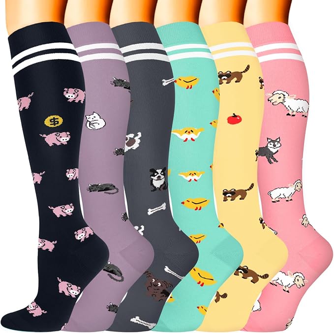 Sooverki Compression Socks for Women & Men 6 Pairs is Best Supportive Knee High Stockings for Circulation, Travel, Nurses by Sooverki