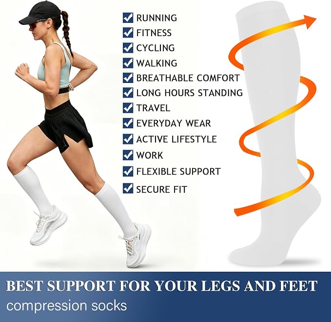 Sooverki Compression Socks for Women and Men Circulation (3/4 Pairs) is Best Support for Running Athletic Cycling Hiking - Image 6