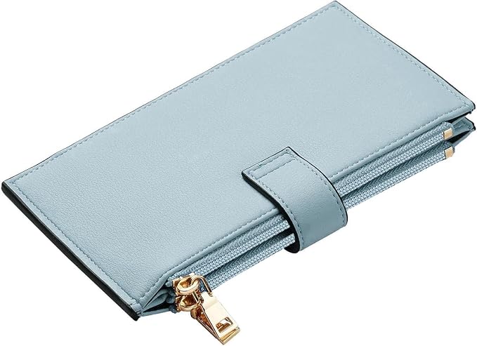 Travelambo Womens Leather Bifold Wallet, Slim RFID Blocking Card Holder | Large Capacity, 16 Card Slots & ID Window, 2 Zipper Pockets, Dual Snap Closure, Slim Lightweight, RFID Privacy Protection - Image 9