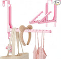 Pink Over the Door Hooks,Foldable Over the Door Hanger for Clothes | Heavy-duty for up to 1 3/4" thick door, with 11 slots for hanging clothes, perfect for laundry rooms and bedrooms to hang by WLCSNG