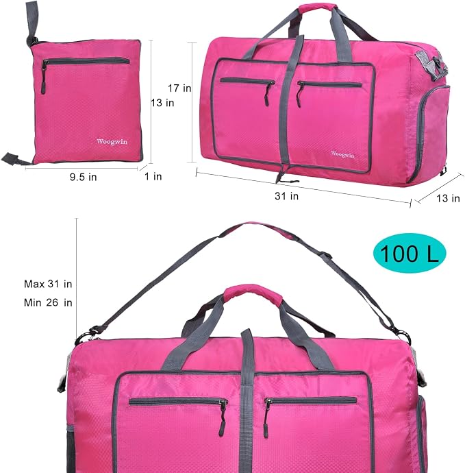 Woogwin Travel Duffel Bag Large Foldable Waterproof Overnight Bag for Beach Swim Bags Pool Sports Gym - Image 2