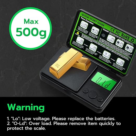 Mcbazel Digital Pocket Gram Scale 500g x 0.01g High Precision Mini Kitchen Scale with LCD Display for Food, Jewelry, Coin, Coffee, Grains, Powder Medicine - Image 4