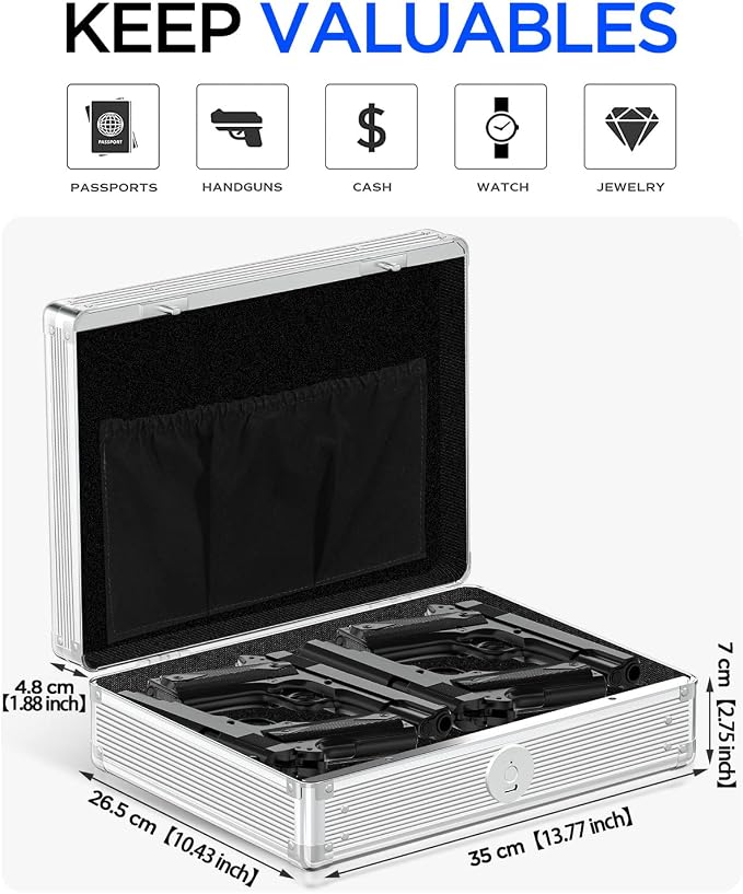 AICase Gun Safe for Pistols,Quick-Access Pistol Safe for Multiple Handguns with Biometric Fingerprint Lock/Morse Code, Smart Handgun Safe Gun Lock Box for Home Bedside Nightstand Car_1 - Image 4
