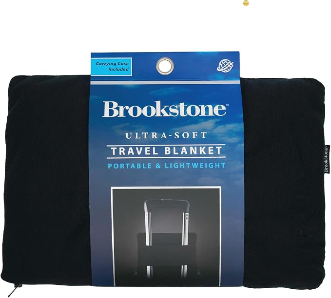 Brookstone Travel Blanket 2-in-1 Soft Throw with Carrying Pouch | Zippered Sack Doubles As a Headrest, Breathable Fabric Warms Flights, Car Rides & Year-Round Lounging at Home by Unknown