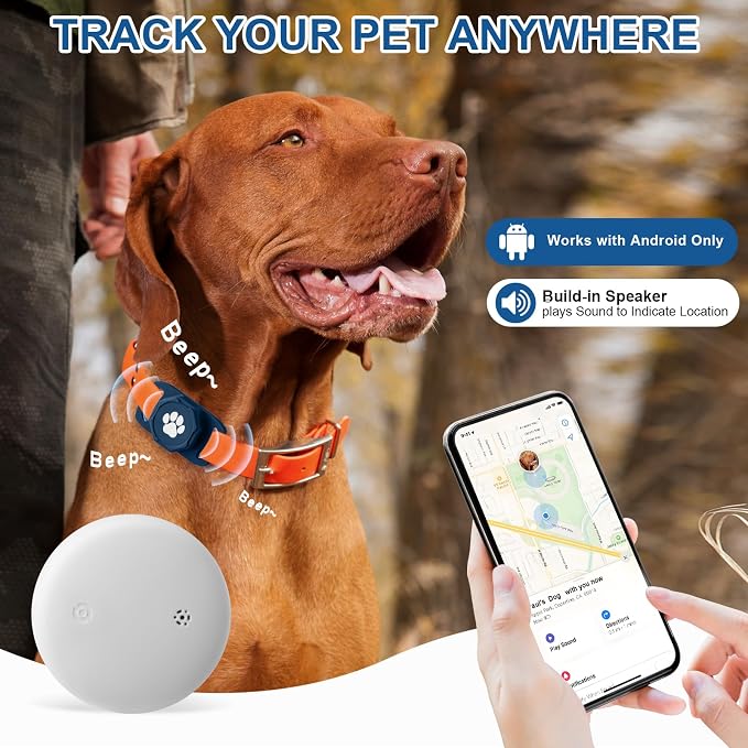 Smart Pet Tracker for Collar - Dog Tracker Pet Location Tracker with Holder | Real-Time Location, No Monthly Fee/ SIM Card, Work with Android Only (Not for IOS), Ultra-Slim, IP68 Waterproof Holder, Blue - Image 2
