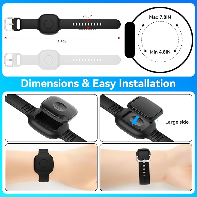 Waterproof Silicone Bracelet for Tile Mate 2024/2022, Hidden GPS Tracker Holder for Kids, Teens & Elderly, Adjustable Anti-Lost Wristband, Durable, Lightweight, Comfortable Fit – Black/White - Image 3
