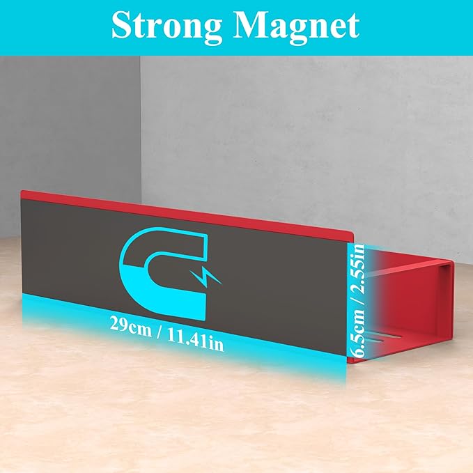 HuggieGems 2 Pack Magnetic Spice Storage Rack Organizer for Refrigerator and Oven, Red Fridge Organizers and Storage | Magnetic Shelves Heavy Duty for Fridge in Kitchen, Seasoning Storage Organizer, For Oven Washer and Dryer, For Heavier Items - Image 3