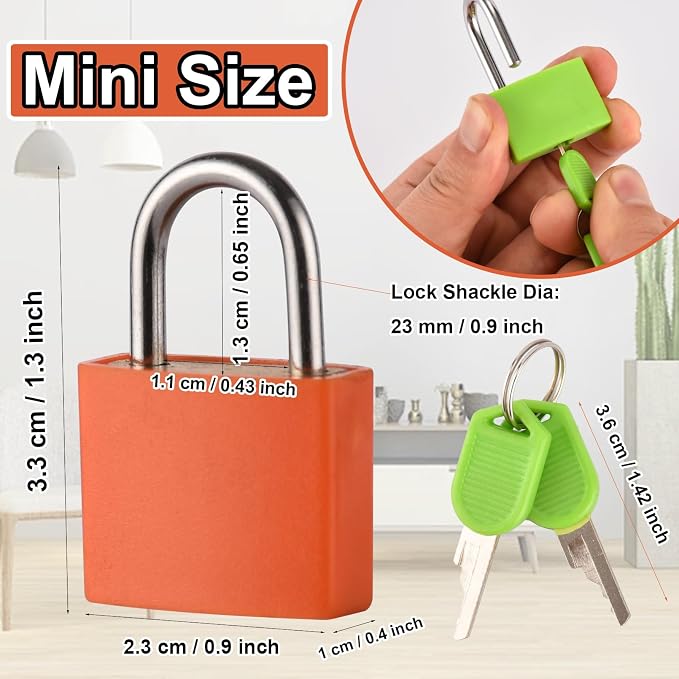 smilixin 16 PCS Suitcase Locks with Keys,Small Locks with Keys,8 Colors | Metal Luggage Padlocks with Key,Lock Luggage Locks Mini Keyed Padlock for Backpack Boxes Laptop Bag School Gym Locker,23 mm - Image 2