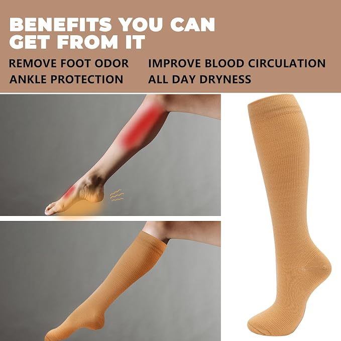 fenglaoda 6 Pairs Compression Socks for Women & Men Knee High Cute Circulation Socks for Nurse Pregnant Travel Athletic - Image 2