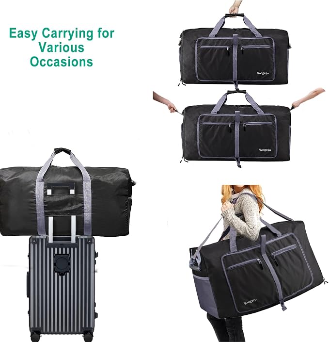 Woogwin Travel Duffel Bag Large Foldable Waterproof Overnight Bag for Beach Swim Bags Pool Sports Gym - Image 4