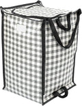 DURASACK XL 48-Gallon Zipper Top Heavy Duty Storage Tote Bags, Gray Gingham | Rugged Woven Polypropylene Moving Bag, Reusable Self-Standing Design, Holds up to 500 Pounds by DURASACK