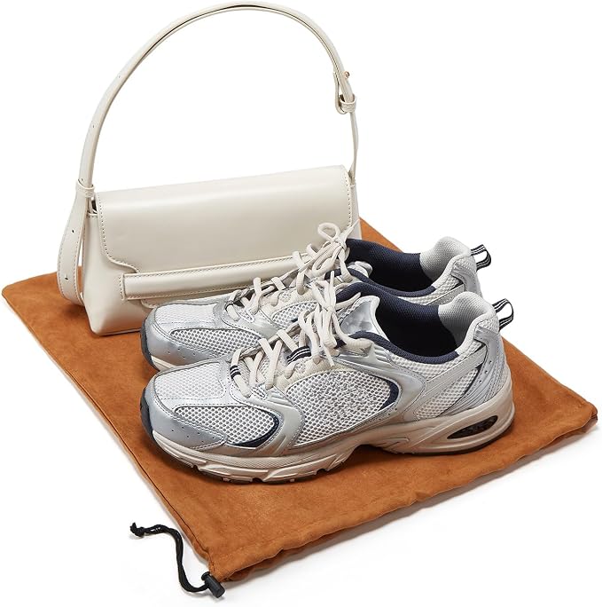 4 Pcs Travel Shoe Bags for Packing with Drawstring,17.7" x 13.8",Brown | Dust Resistant,Machine Washable & Reusable Storage Pouch,Drawstring Closure,Travel Essentials for Women & Men - Image 4