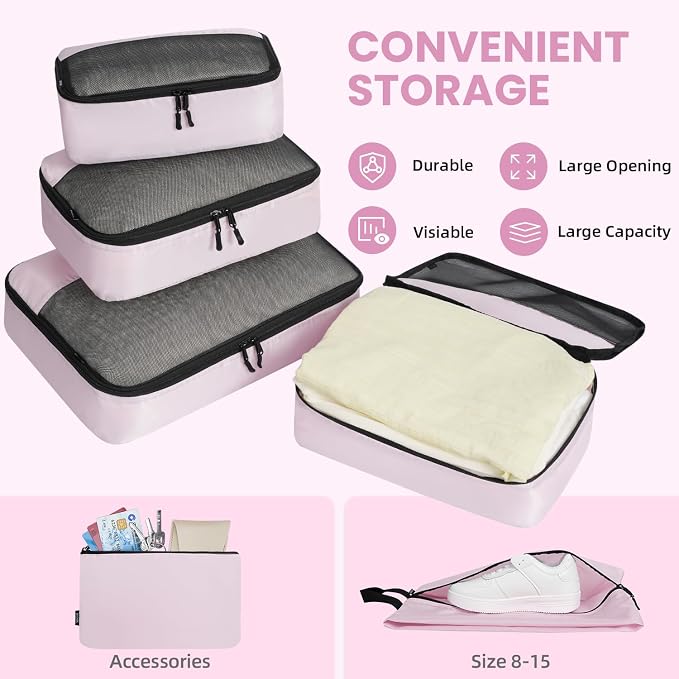 BAGAIL 8 Set/9 Set Packing Cubes Luggage Packing Organizer for Travel, Suitcase Packing Bags for Travel Accessories - Image 5