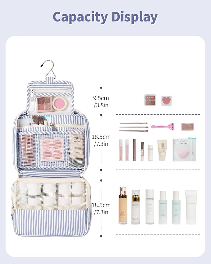 Narwey Small Hanging Travel Toiletry Bag for Women, Travel Bag for Toiletries, Makeup Bag Organizer Cosmetic Bags Make Up Bags for Girls - Image 2