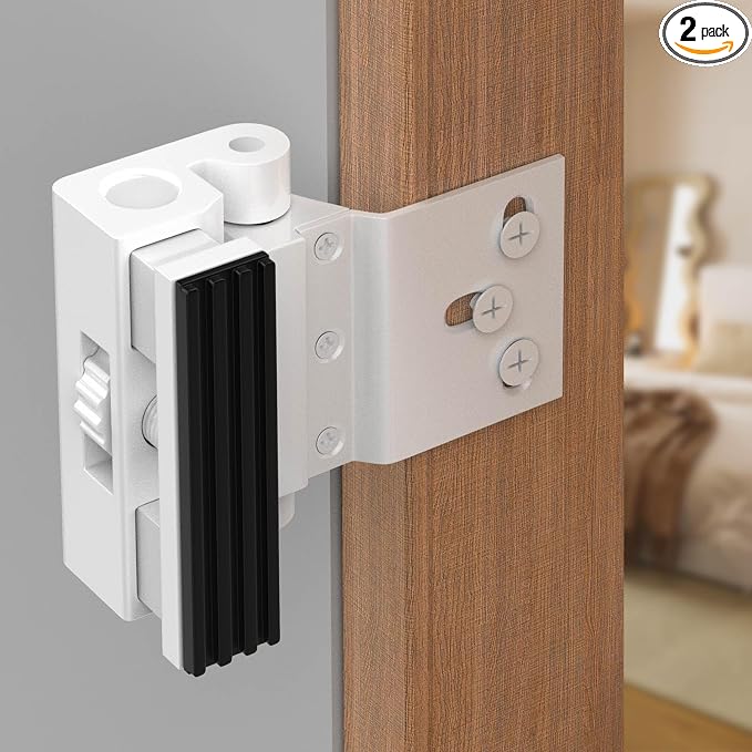 800lbs Force Door Reinforcement Lock - Heavy Duty Security for Inward Swing Doors, Aluminum Alloy Deadbolt with 8 Screws, for Apartment & Home Safety (2, White - Screw Fixation) by Unknown