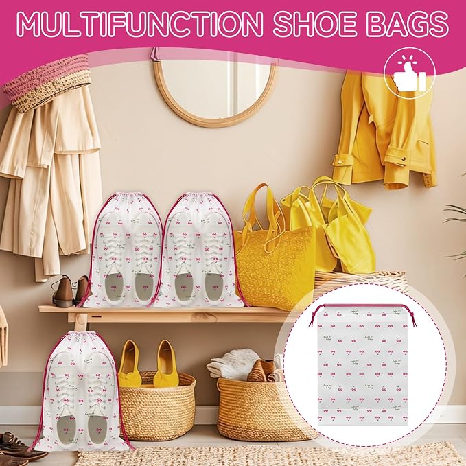 Shoe Bags for Travel, Waterproof Drawstring Shoe Bags for Packing | 13.8" x 11.8" Large Dustproof Portable Travel Shoe Storage Bags Travel Essentials Women - Image 6
