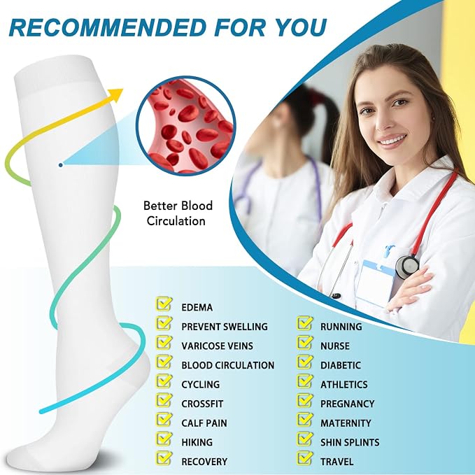 SunFeeling Compression Socks for Women & Men Circulation (3 Pairs) - Best Support for Athletic Running Nurses Recovery Travel - Image 5