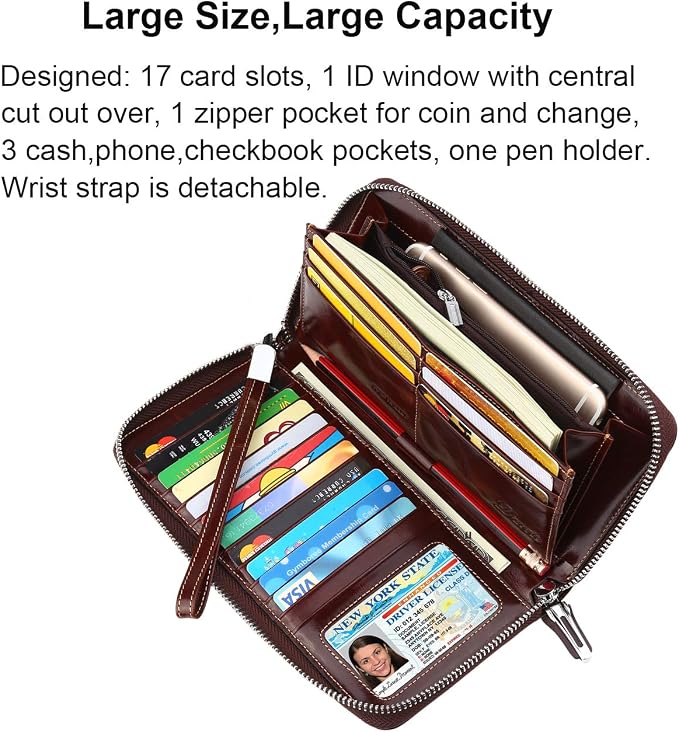 Small Compact Women Wallet RFID Blocking Genuine Leather Bifold Purse with ID Windows - Image 3