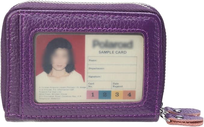 Women's RFID Blocking Leather Zipper Card Wallet Small Purse Credit Card Case Holder for Mother Day Gift (Purple) - Image 3