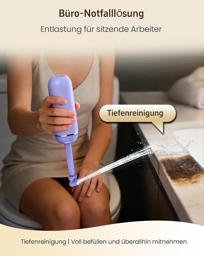 Portable Bidet for Travel & Camping - Manual Squeeze Peri Bottle Handheld | 3 Leak-Proof Seals | BPA-Free | Feminine Hygiene Care | Postpartum | Extendable Sprayer with Nozzle | for Men&Women-Purple - Image 6
