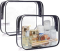 BAGSMART Clear Toiletry Bag 2-Pack TSA Approved Water-Repellent, Black | Carry on Travel Accessories Bag, Airport Airline Quart Size Bags for Women Men, Makeup Cosmetic Bag by BAGSMART