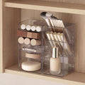 PAVSTINE 2-Pack Medicine Cabinet Organizer with Adjustable Dividers, Clear Vertical Layered Backward Slanting Shelves, Space-Saving, for Makeup Brush/Lip Gloss/Mascara Storage by PAVSTINE